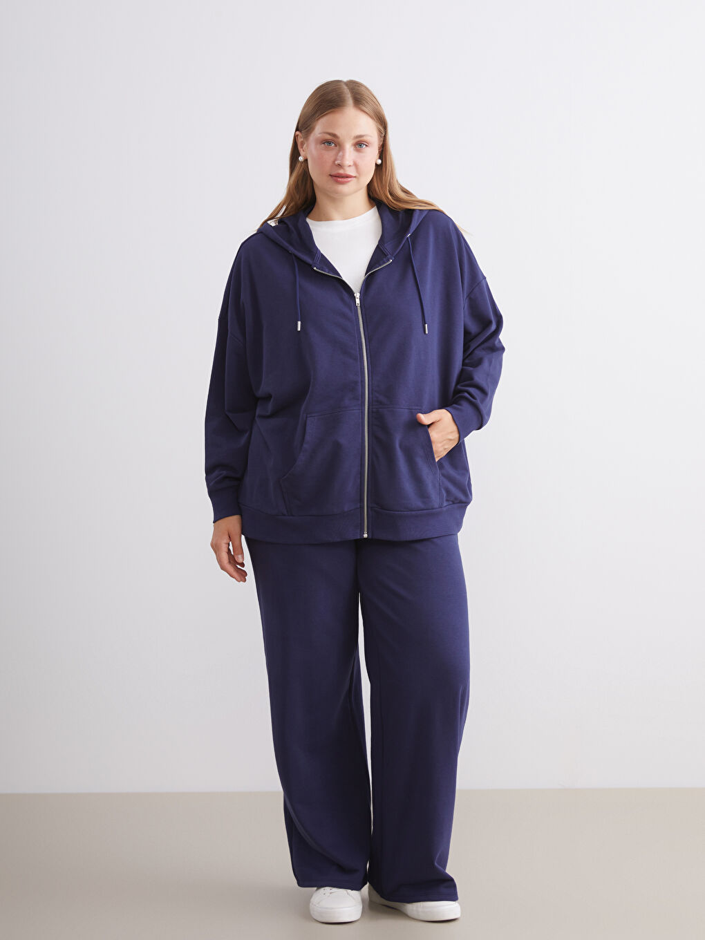 LCW Modest Hooded Oversize Women's Zipper Sweatshirt -W5GM81Z8-HFH