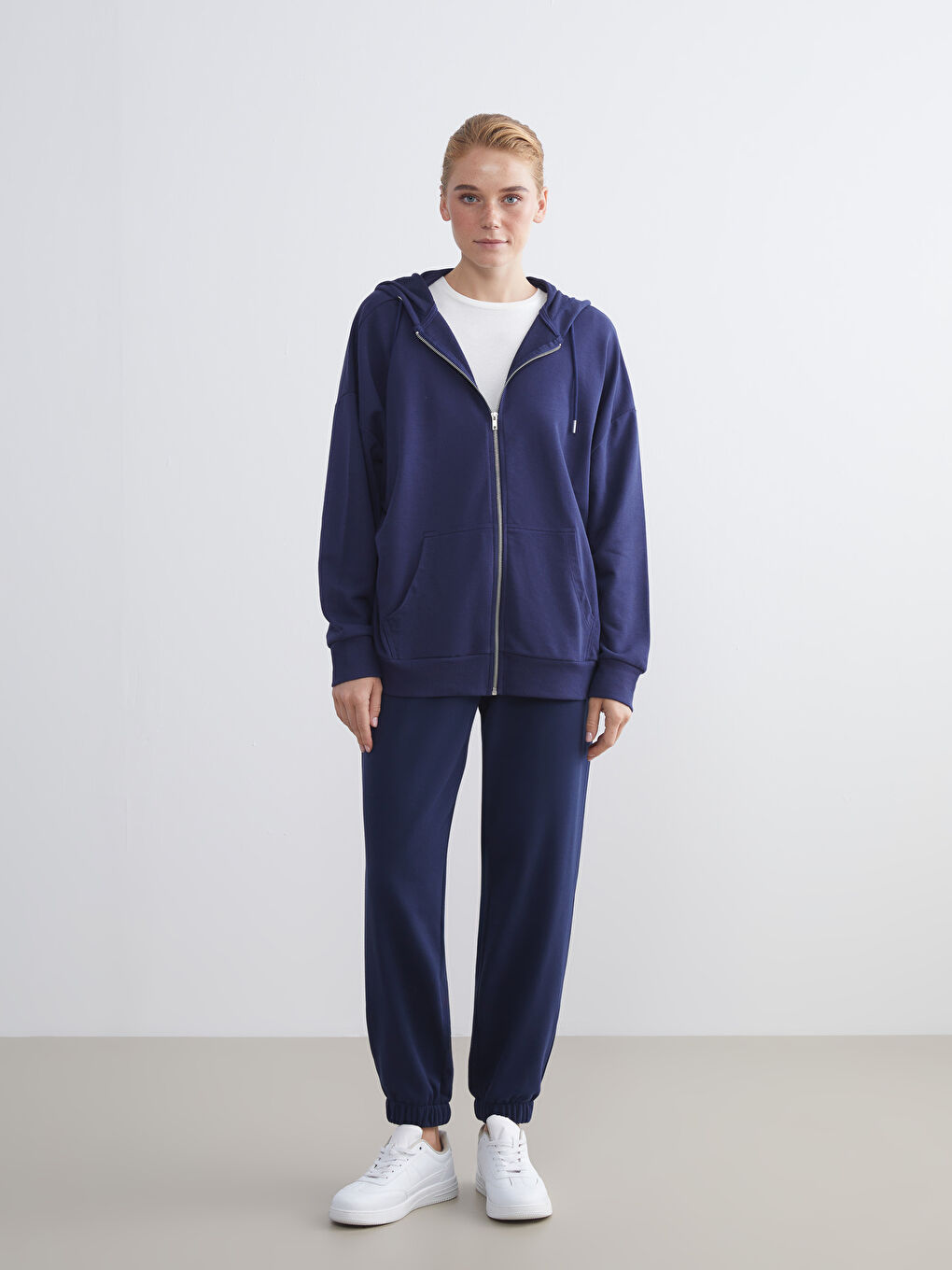 LCW Modest Hooded Oversize Women's Zipper Sweatshirt -W5GM81Z8-HFH