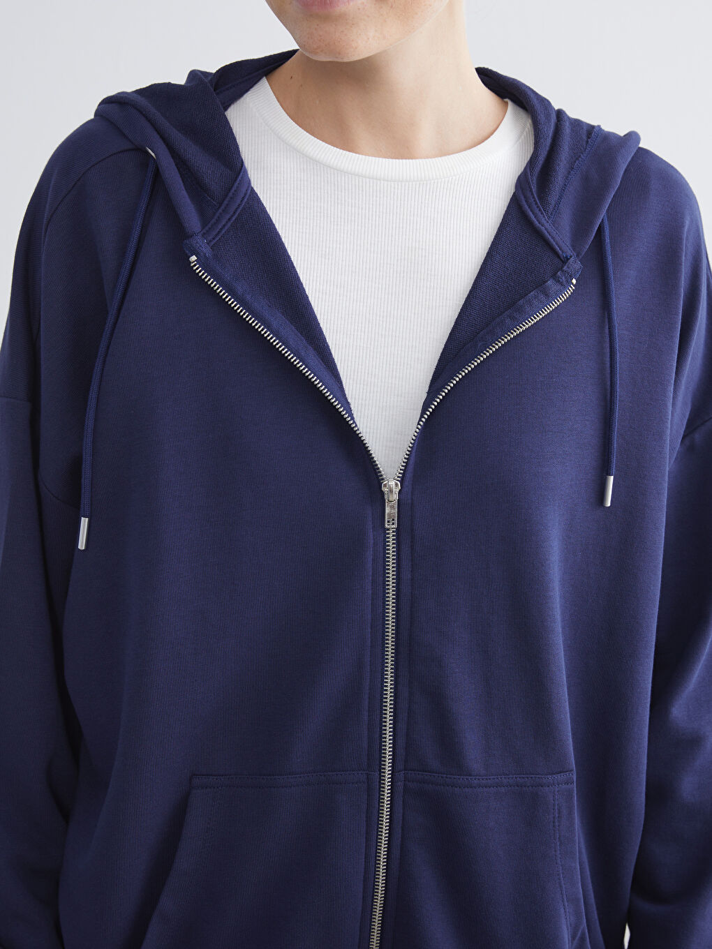 LCW Modest Hooded Oversize Women's Zipper Sweatshirt -W5GM81Z8-HFH