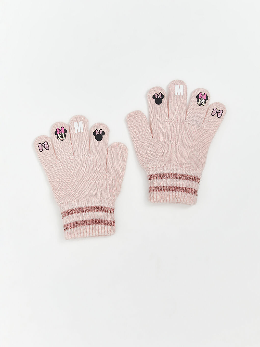 Pembe Minnie Mouse Baskılı Kız Çocuk Eldiven