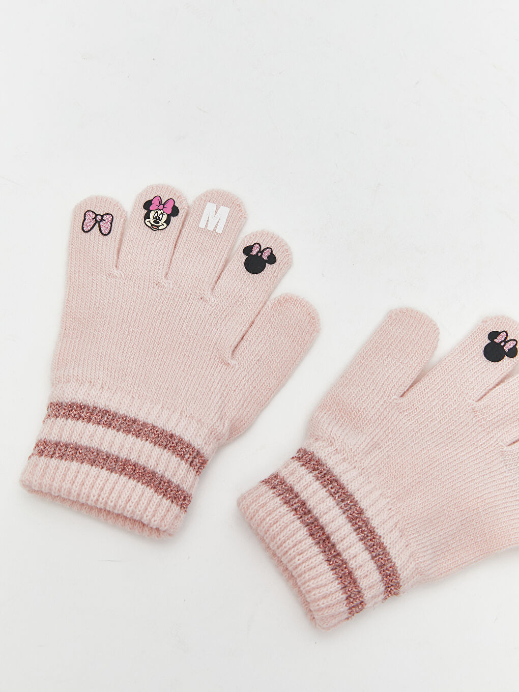 Pembe Minnie Mouse Baskılı Kız Çocuk Eldiven-1