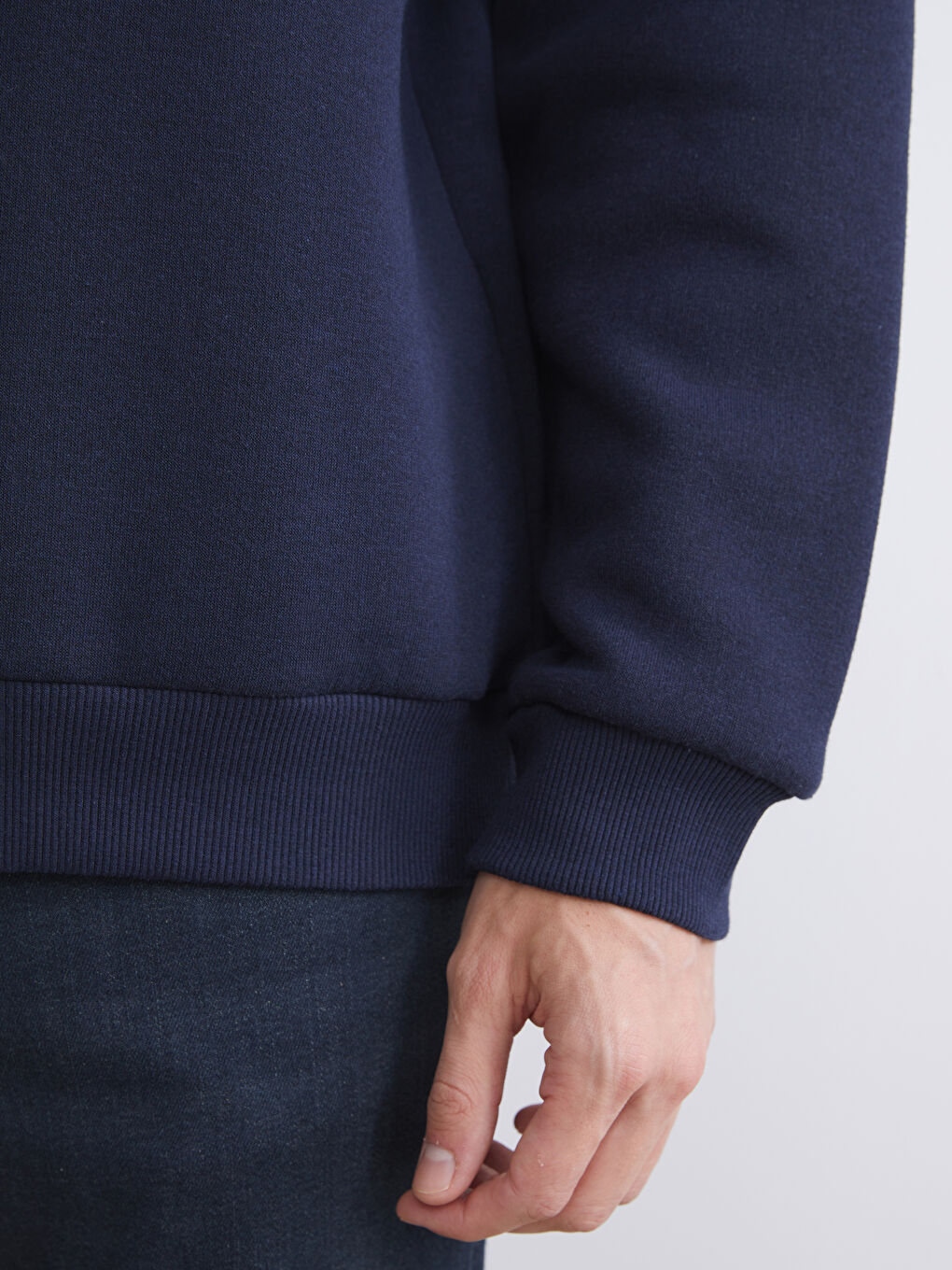 Lacivert Bisiklet Yaka Erkek Sweatshirt-2