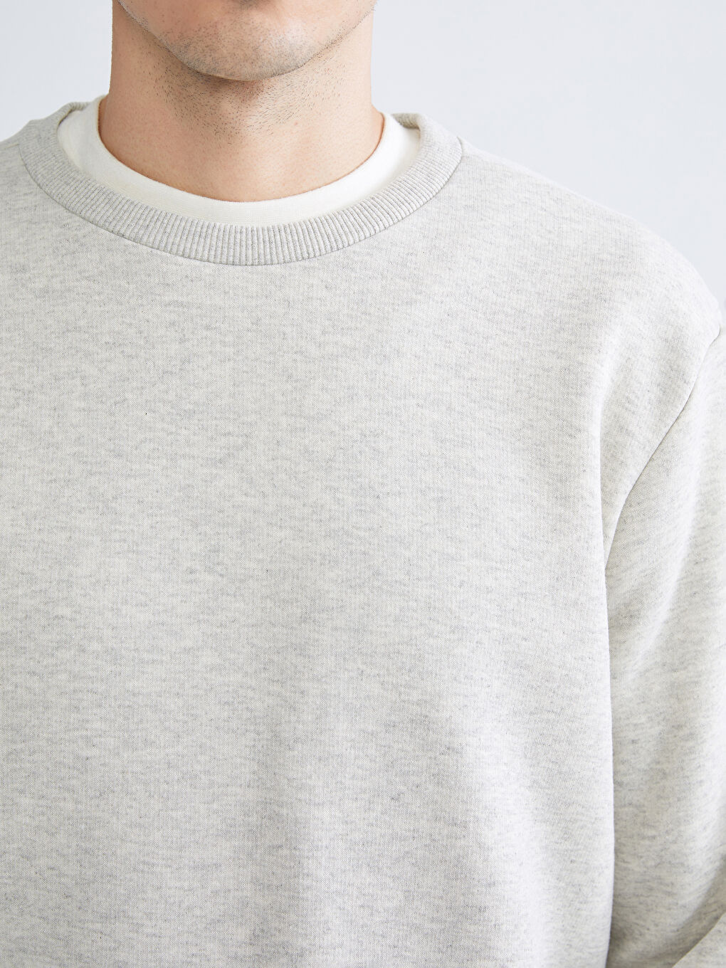 Gri Bisiklet Yaka Erkek Sweatshirt-2