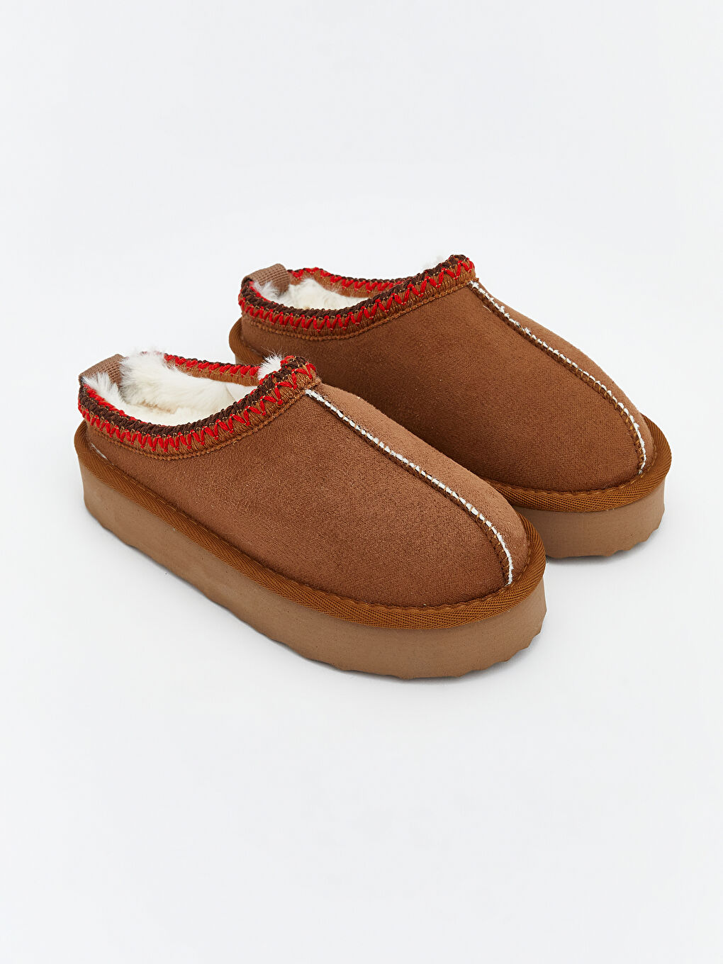 Kahverengi Süet Görünümlü Kız Çocuk Ev Ayakkabısı