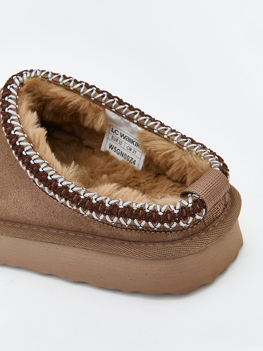 Kahverengi Süet Görünümlü Kız Çocuk Ev Ayakkabısı-4