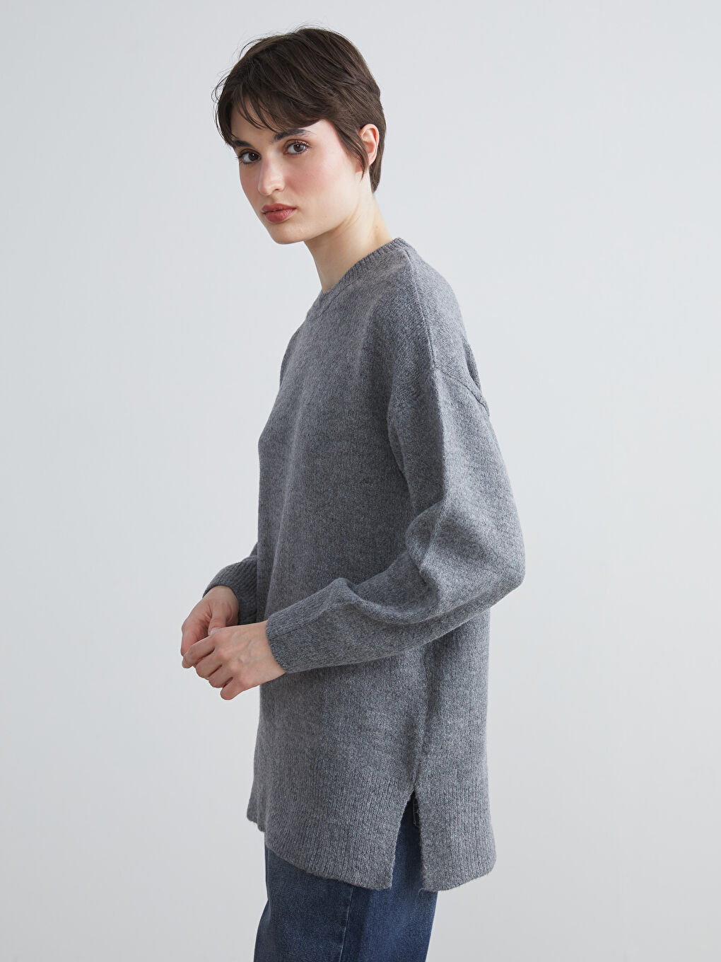 LCW Vision Crew Neck Oversize Women's Knitwear Sweater -W5GN23Z8-D3A