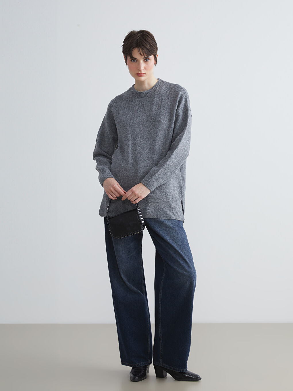 LCW Vision Crew Neck Oversize Women's Knitwear Sweater -W5GN23Z8-D3A