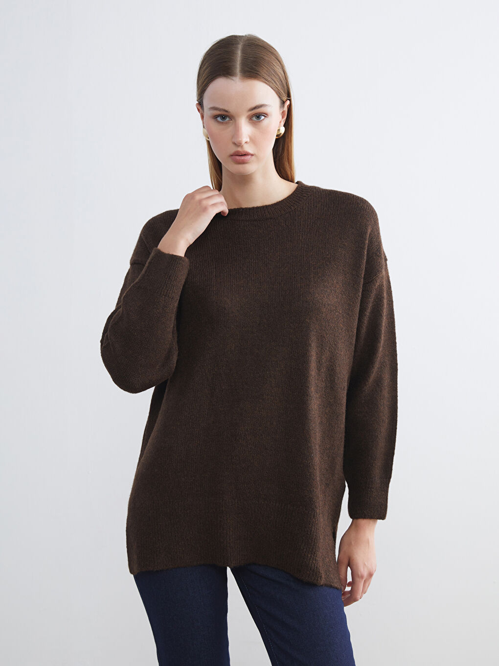 LCW Vision Crew Neck Oversize Women's Knitwear Sweater -W5GN23Z8-RXC