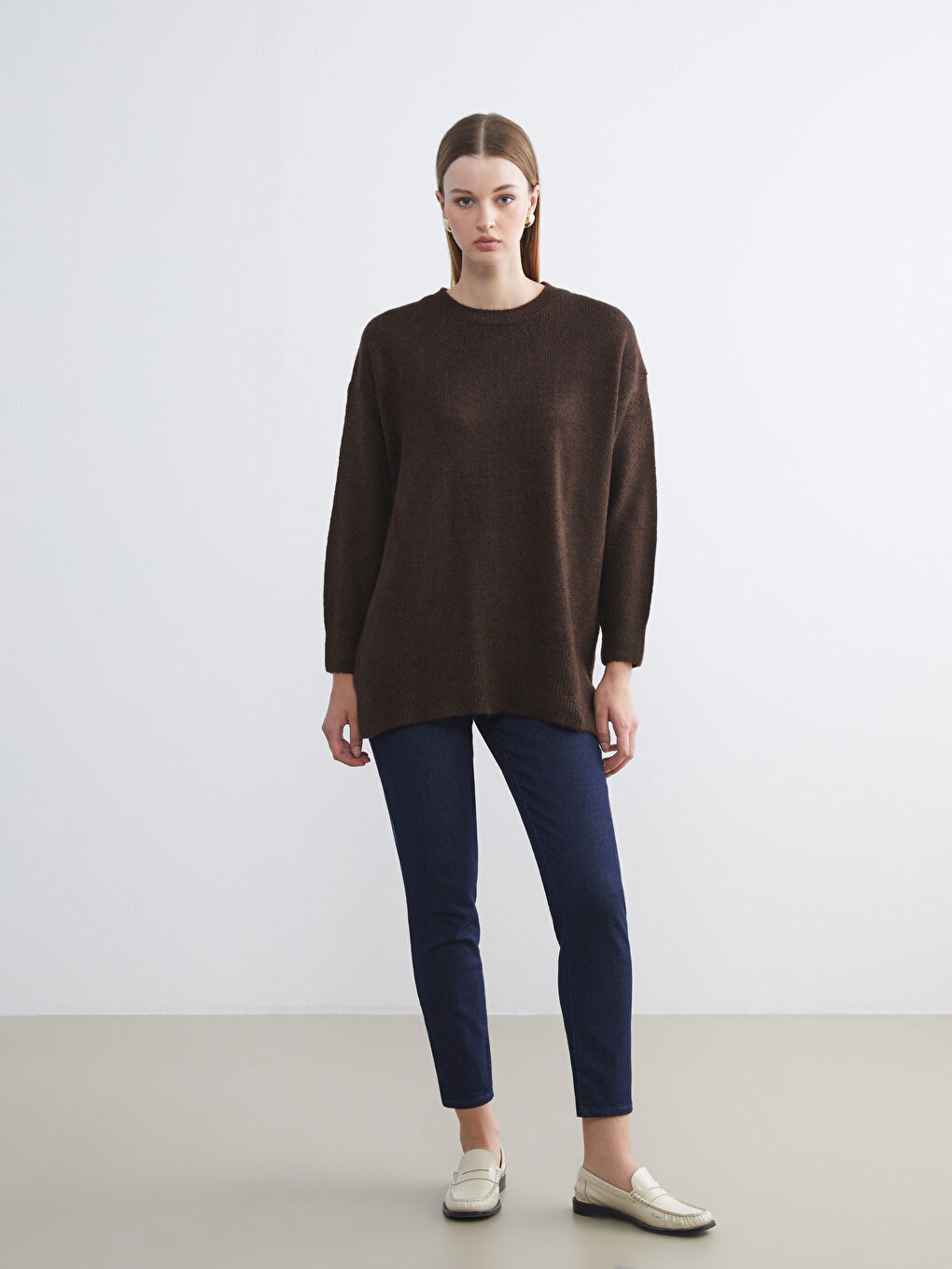 LCW Vision Crew Neck Oversize Women's Knitwear Sweater -W5GN23Z8-RXC