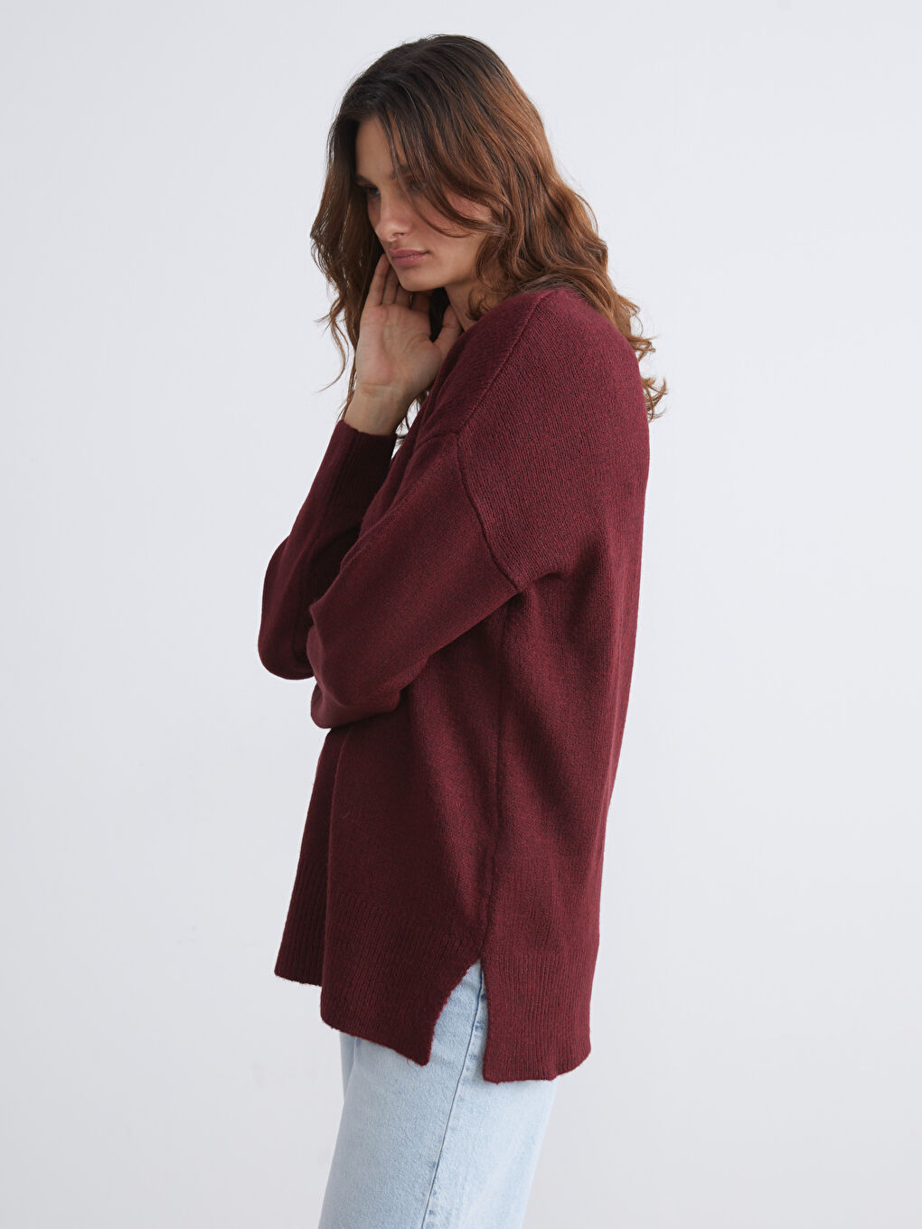 LCW Vision Crew Neck Oversize Women's Knitwear Sweater -W5GN23Z8-DCL