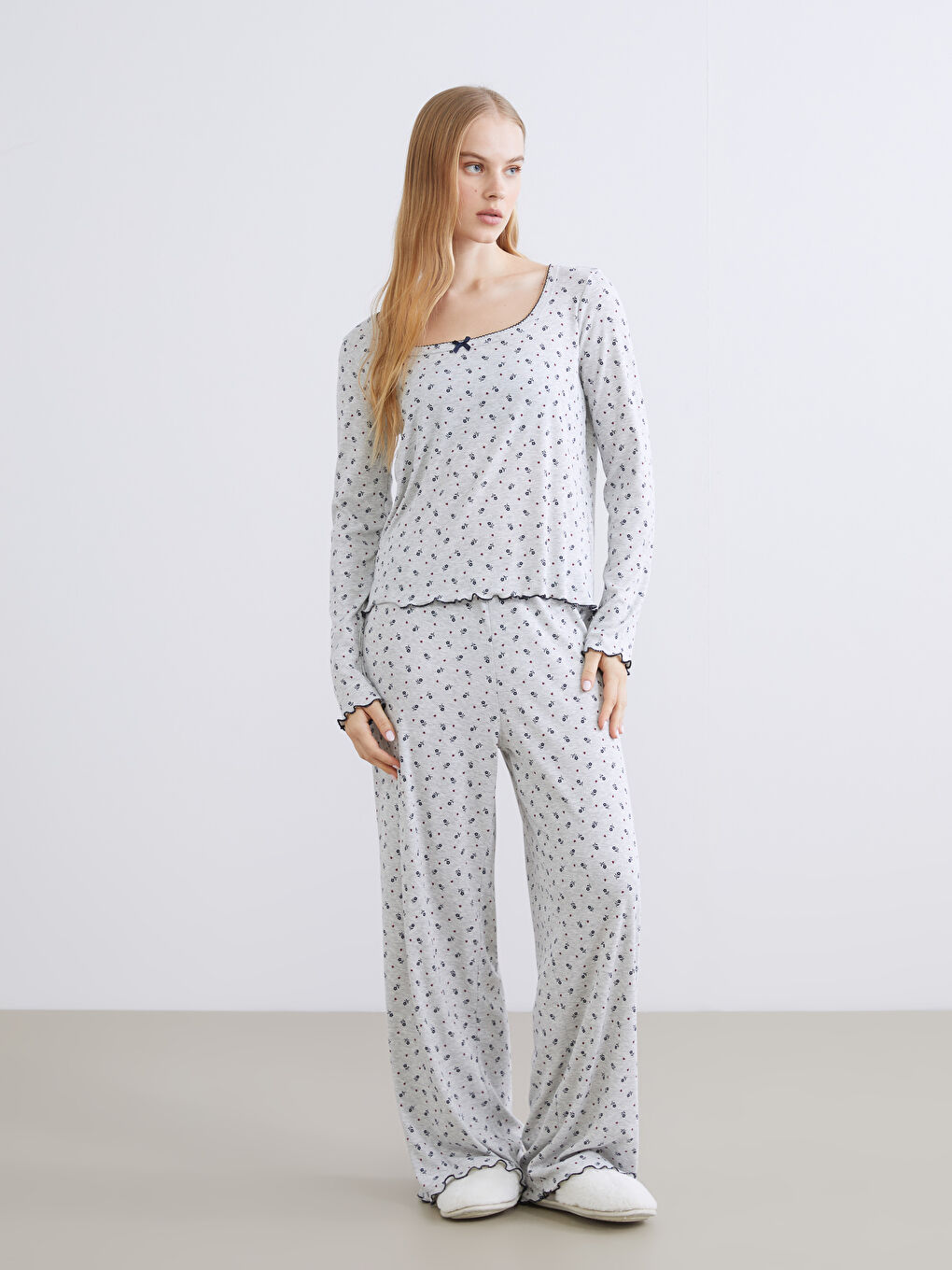 Тийнейджърка Сиво Комплект пижами-1