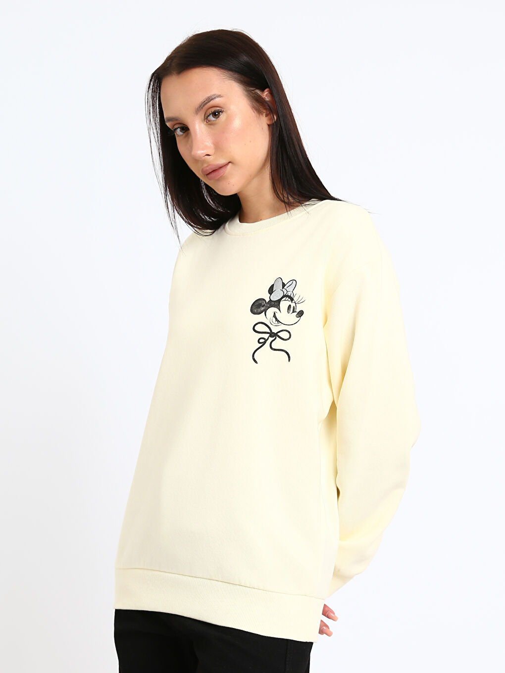 Crew Neck Minnie Mouse Printed Women's Sweatshirt-3