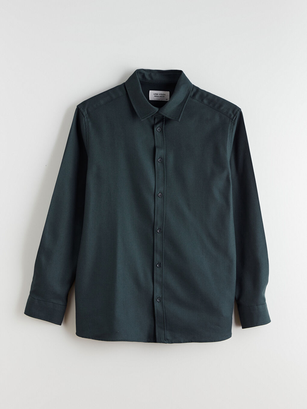 Petrol Regular Fit Uzun Kollu Armürlü Erkek Gömlek-4