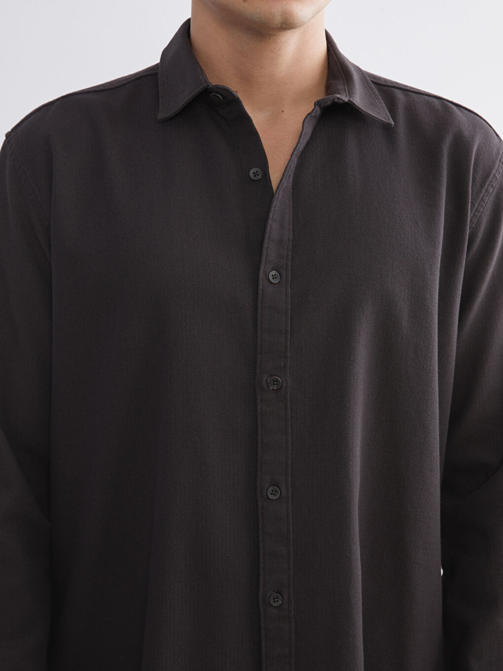 Kahverengi Regular Fit Uzun Kollu Armürlü Erkek Gömlek-2