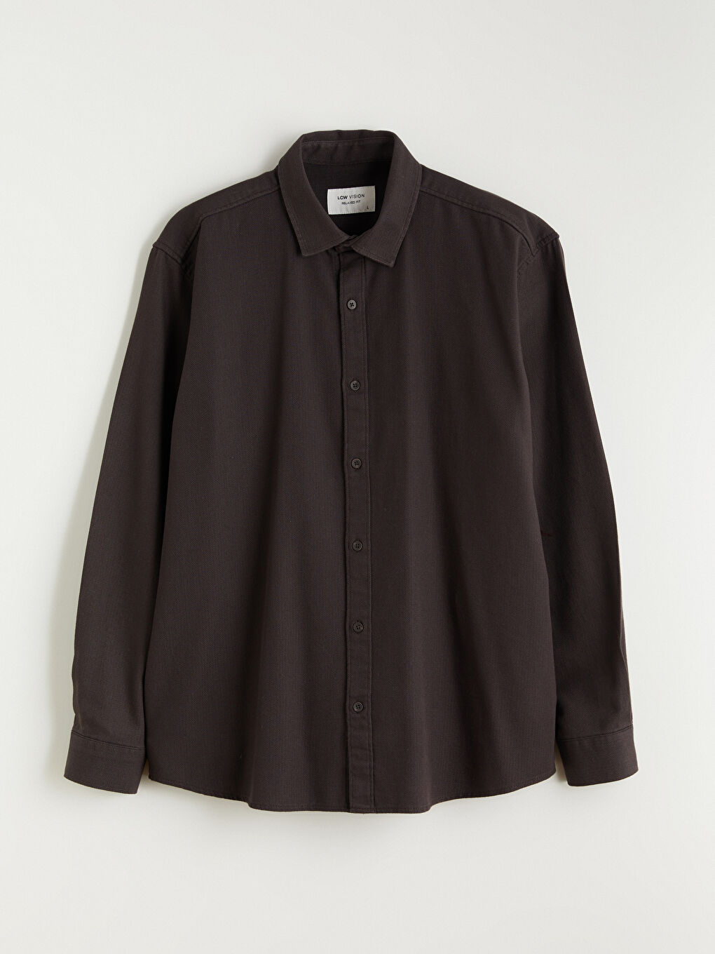 Kahverengi Regular Fit Uzun Kollu Armürlü Erkek Gömlek-4