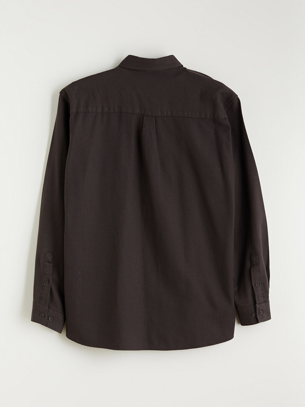 Kahverengi Regular Fit Uzun Kollu Armürlü Erkek Gömlek-5