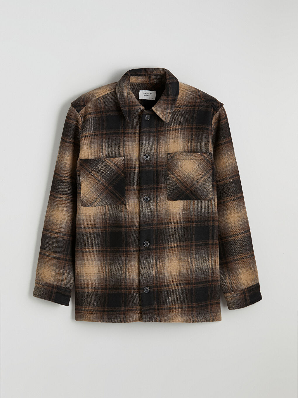 Kahverengi Ekose Desenli Yün Karışımlı Erkek Gömlek Ceket-5