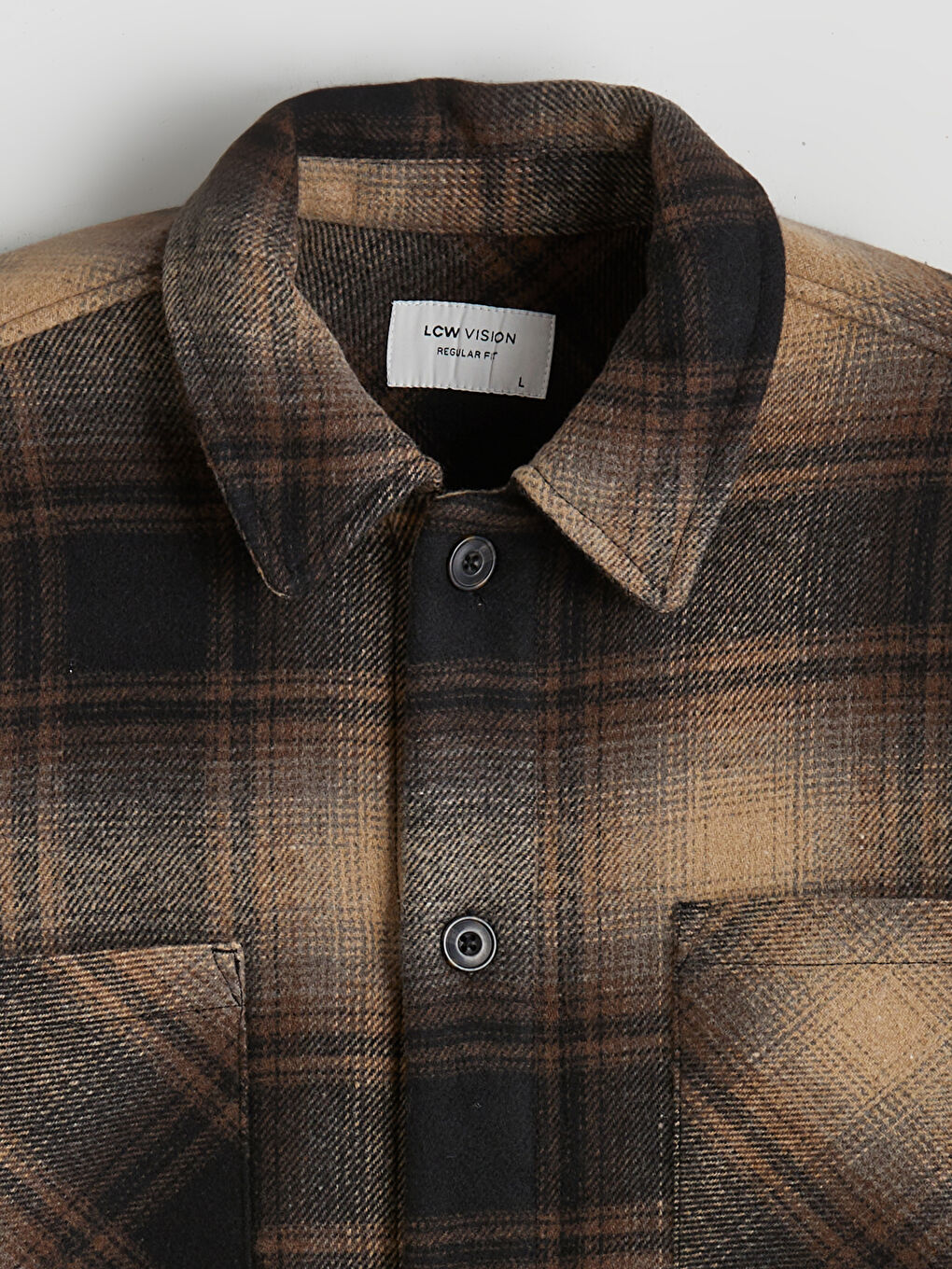 Kahverengi Ekose Desenli Yün Karışımlı Erkek Gömlek Ceket-6