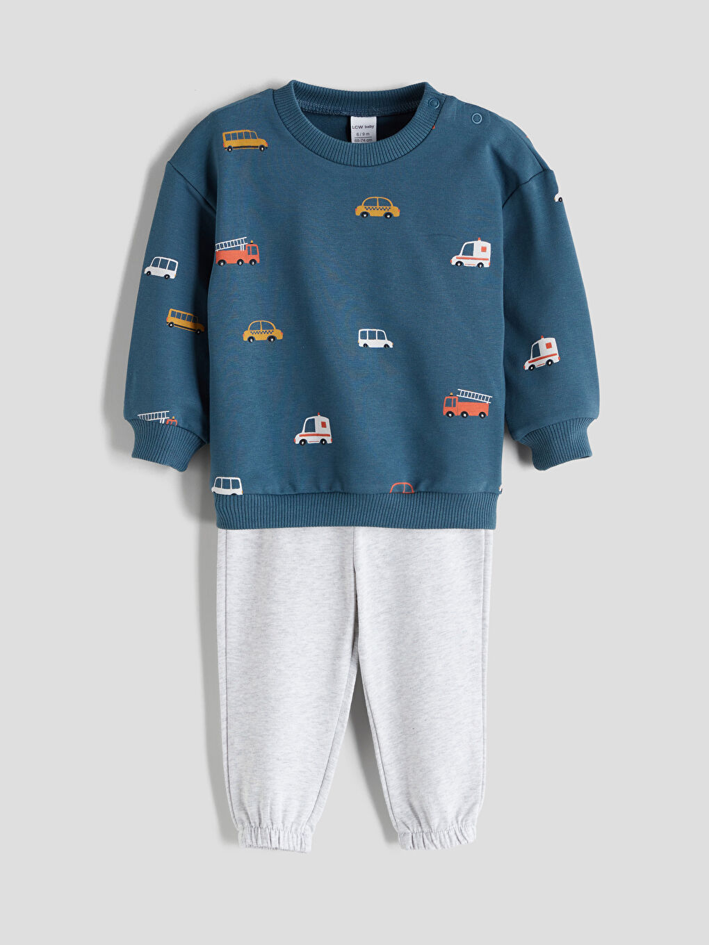 LCW baby Printed Baby Boys' Sweatshirt and Sweatpants 2 Pack Set -W5GN85Z1-774