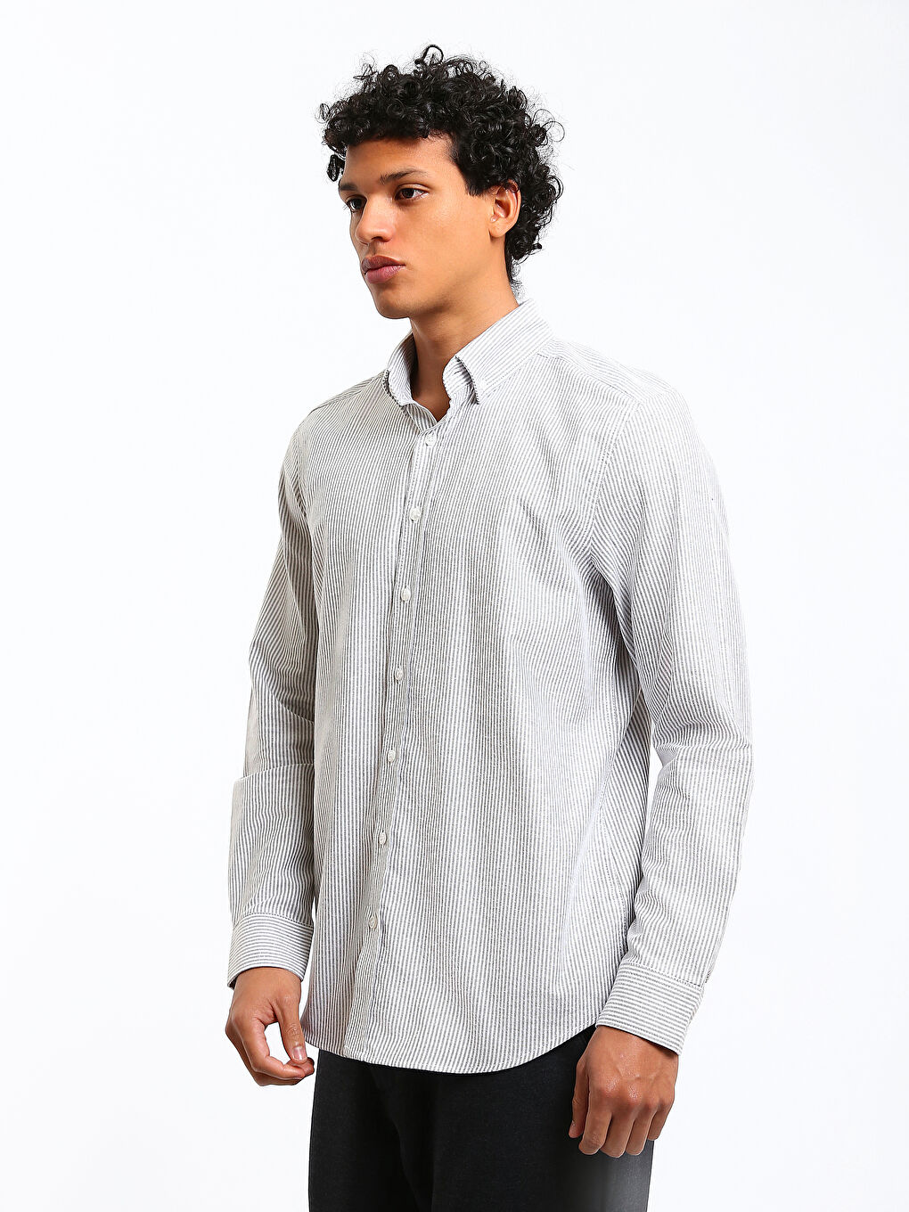 Regular Fit Long Sleeve Striped Men's Shirt-3