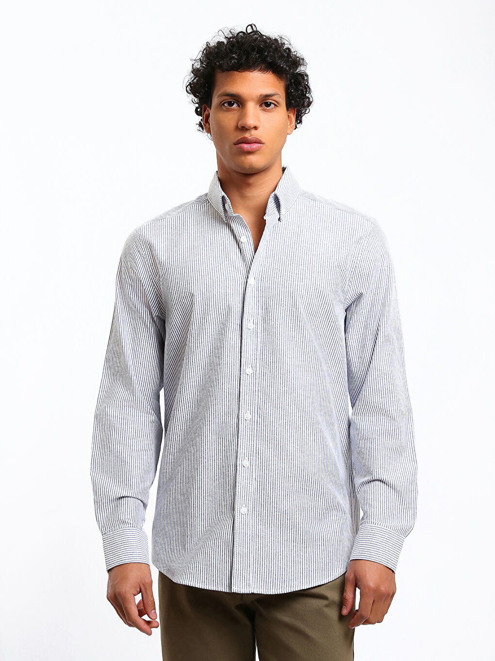 Regular Fit Long Sleeve Striped Men's Shirt
