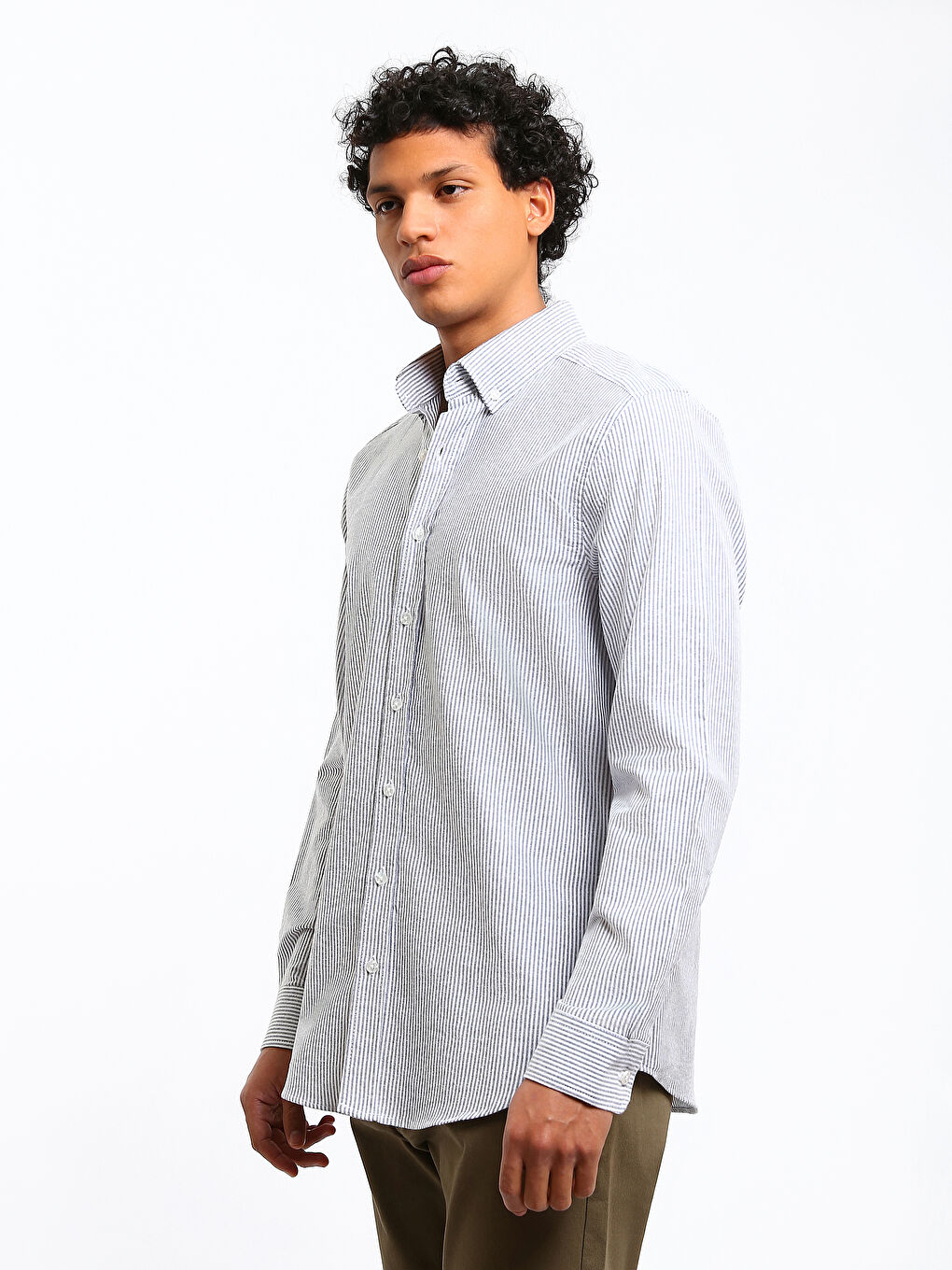 Regular Fit Long Sleeve Striped Men's Shirt-3