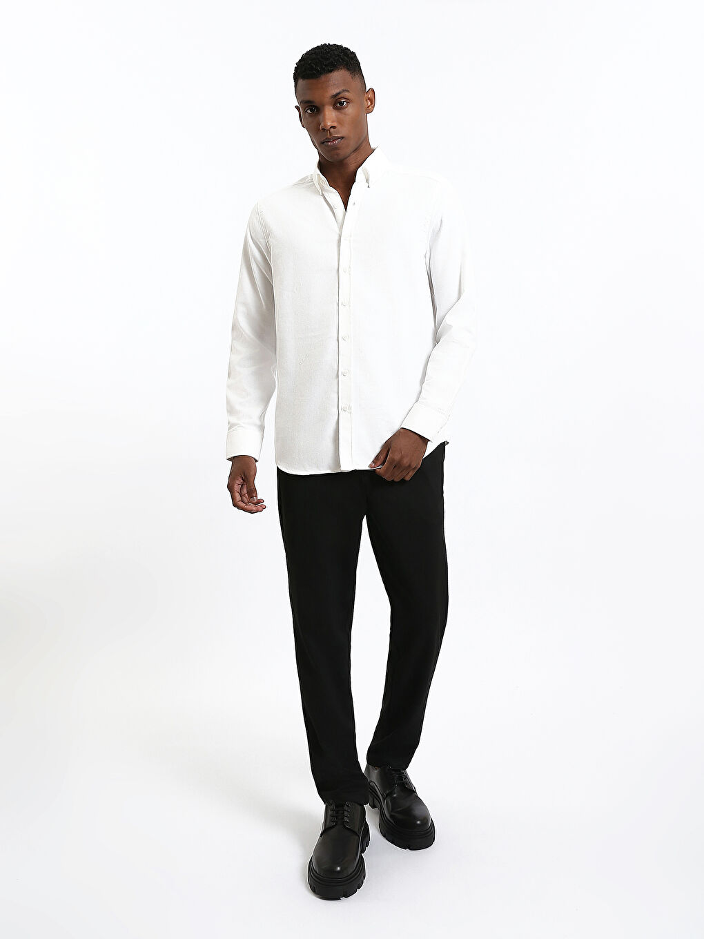 قميص فلانيل كم طويل عادي للرجال-1