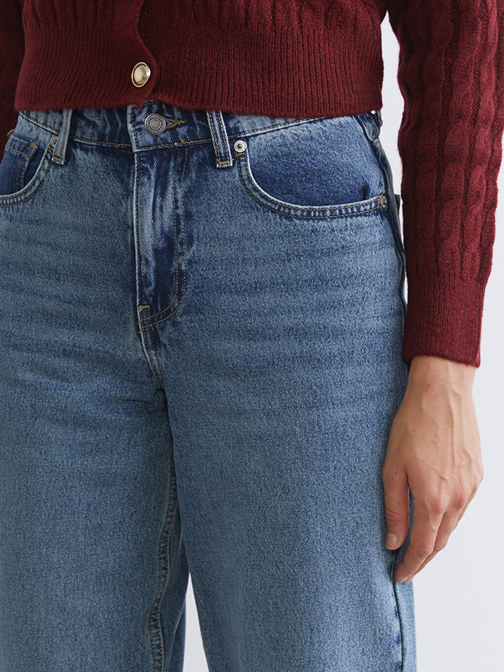 İndigo Barrel Fit Kadın Jean Pantolon-5