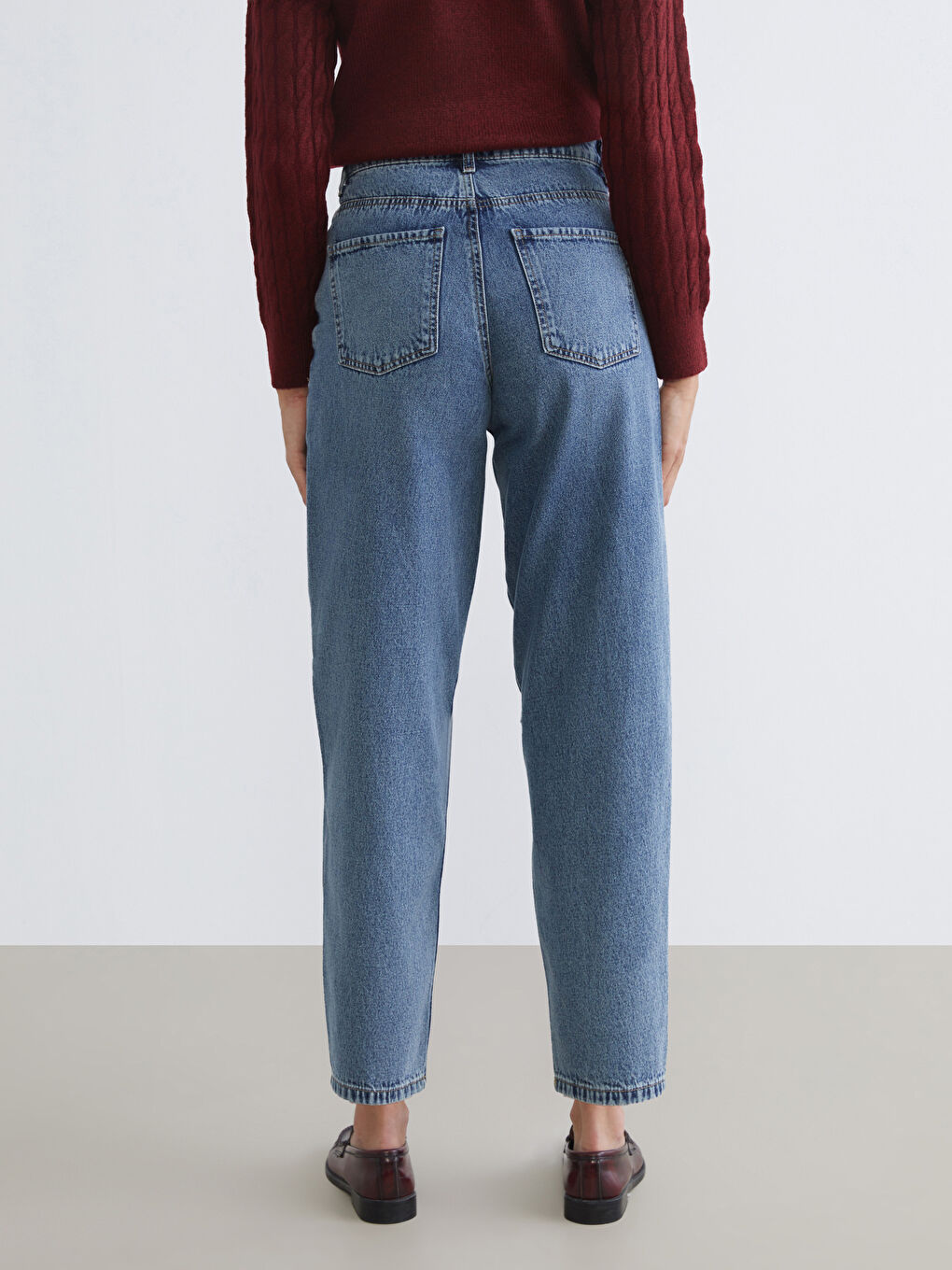 İndigo Barrel Fit Kadın Jean Pantolon-7