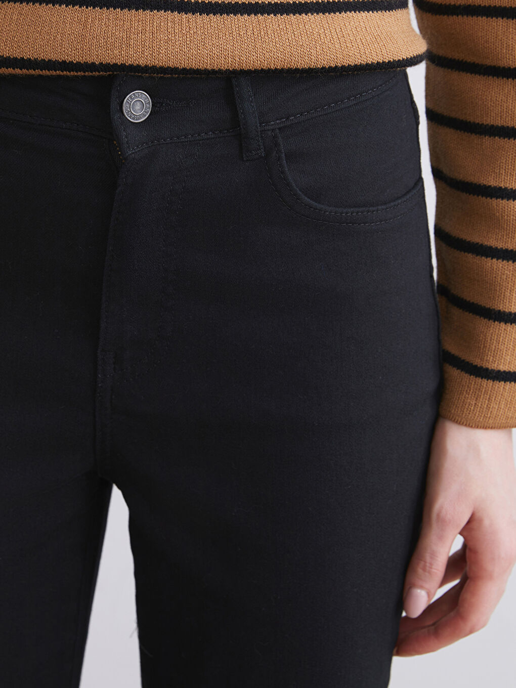 Siyah Slim Mom Kadın Jean Pantolon-2