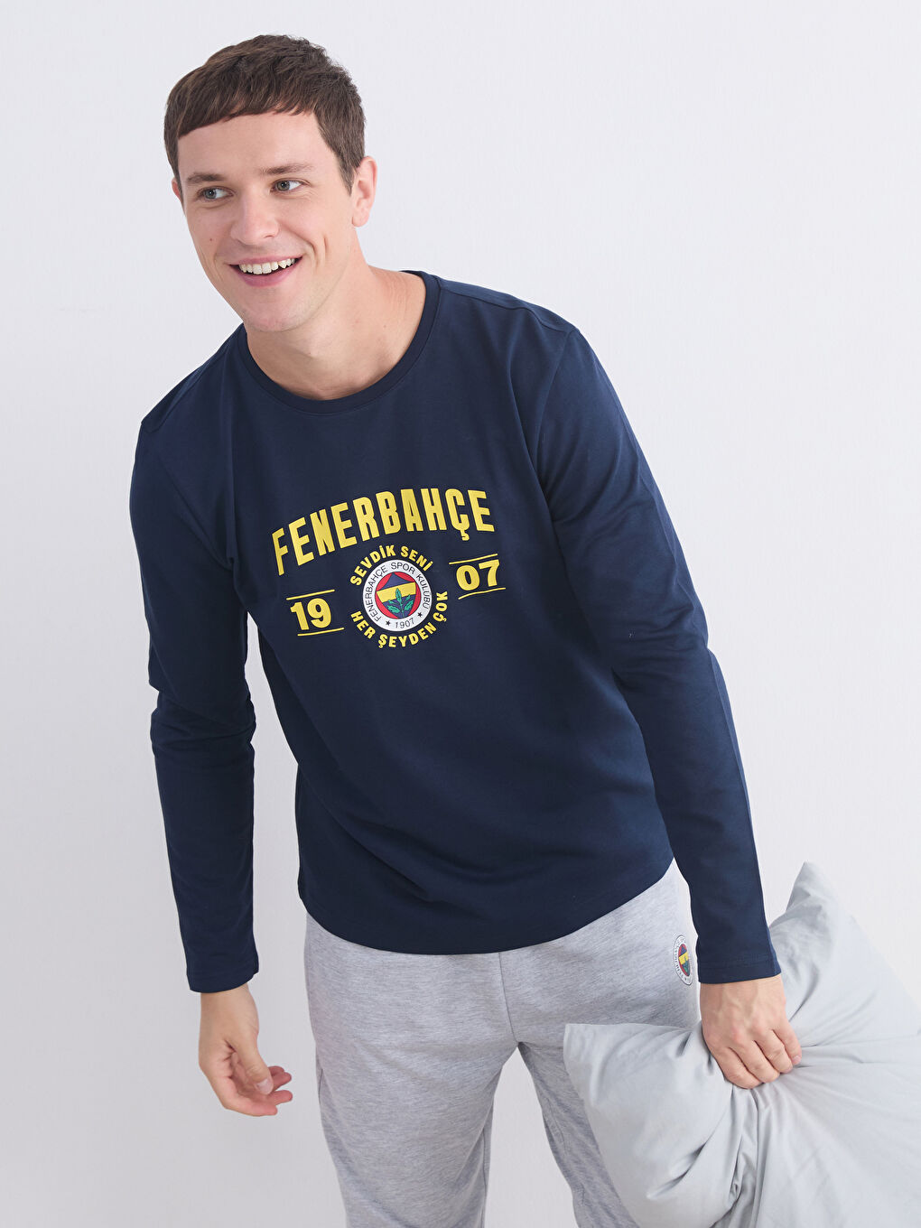 Lacivert Fenerbahçe Baskılı Erkek Pijama Takımı