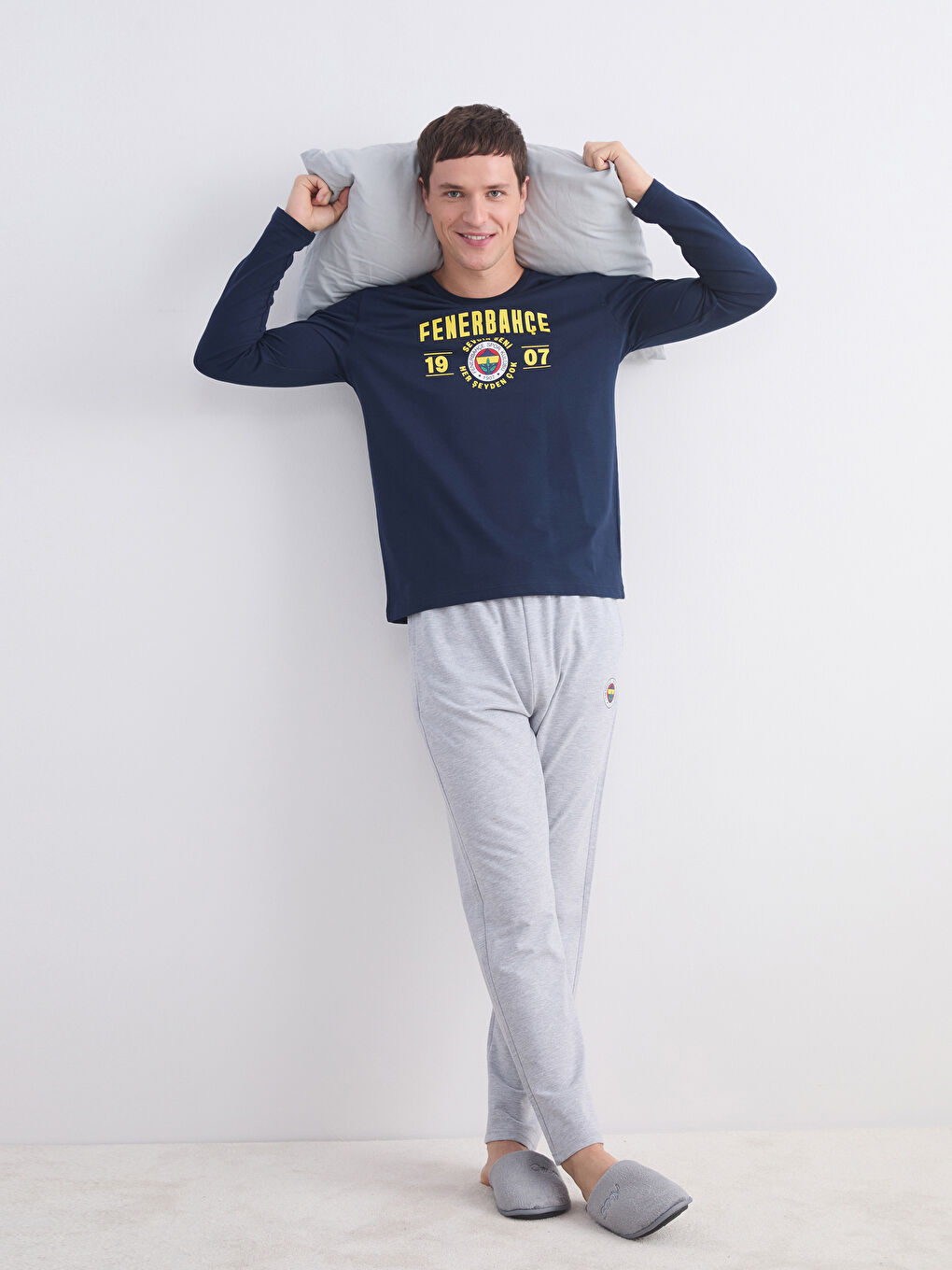 Lacivert Fenerbahçe Baskılı Erkek Pijama Takımı-1