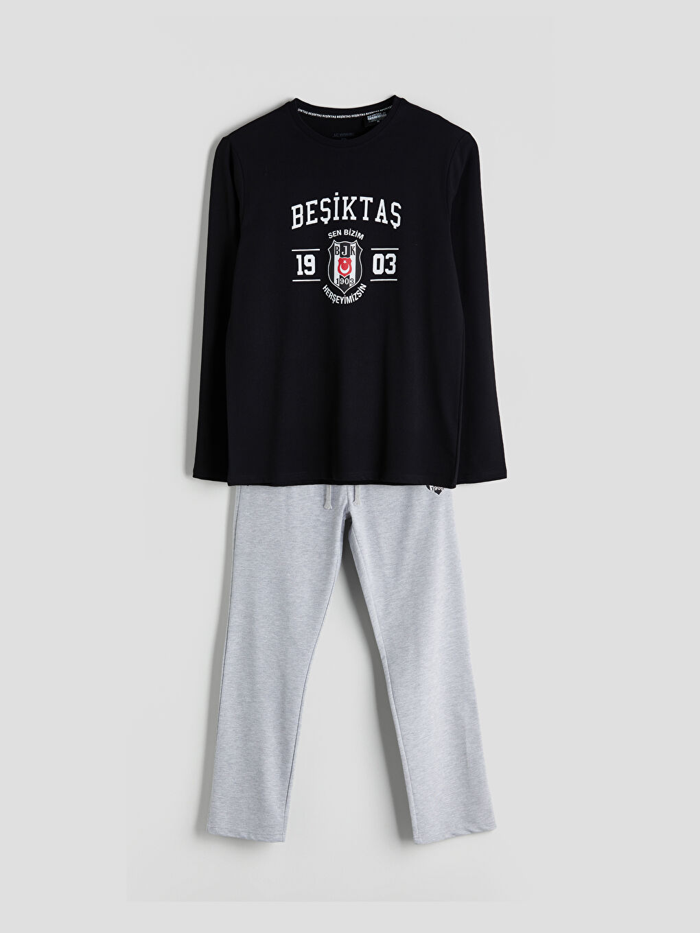 Siyah Standart Kalıp Beşiktaş Baskılı Erkek Pijama Takımı-4