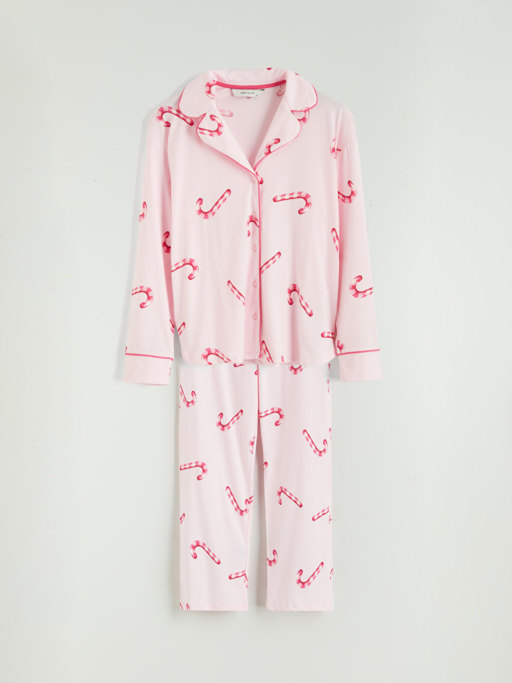 Button-Down Collar Printed Women's Pyjama Set-4