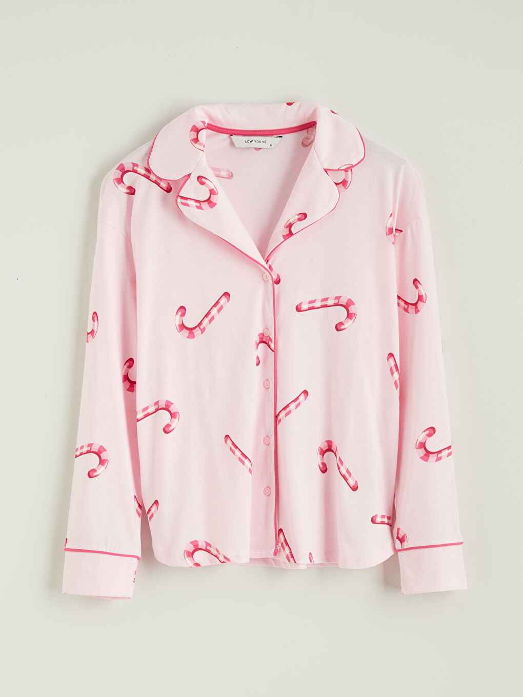 Button-Down Collar Printed Women's Pyjama Set-5