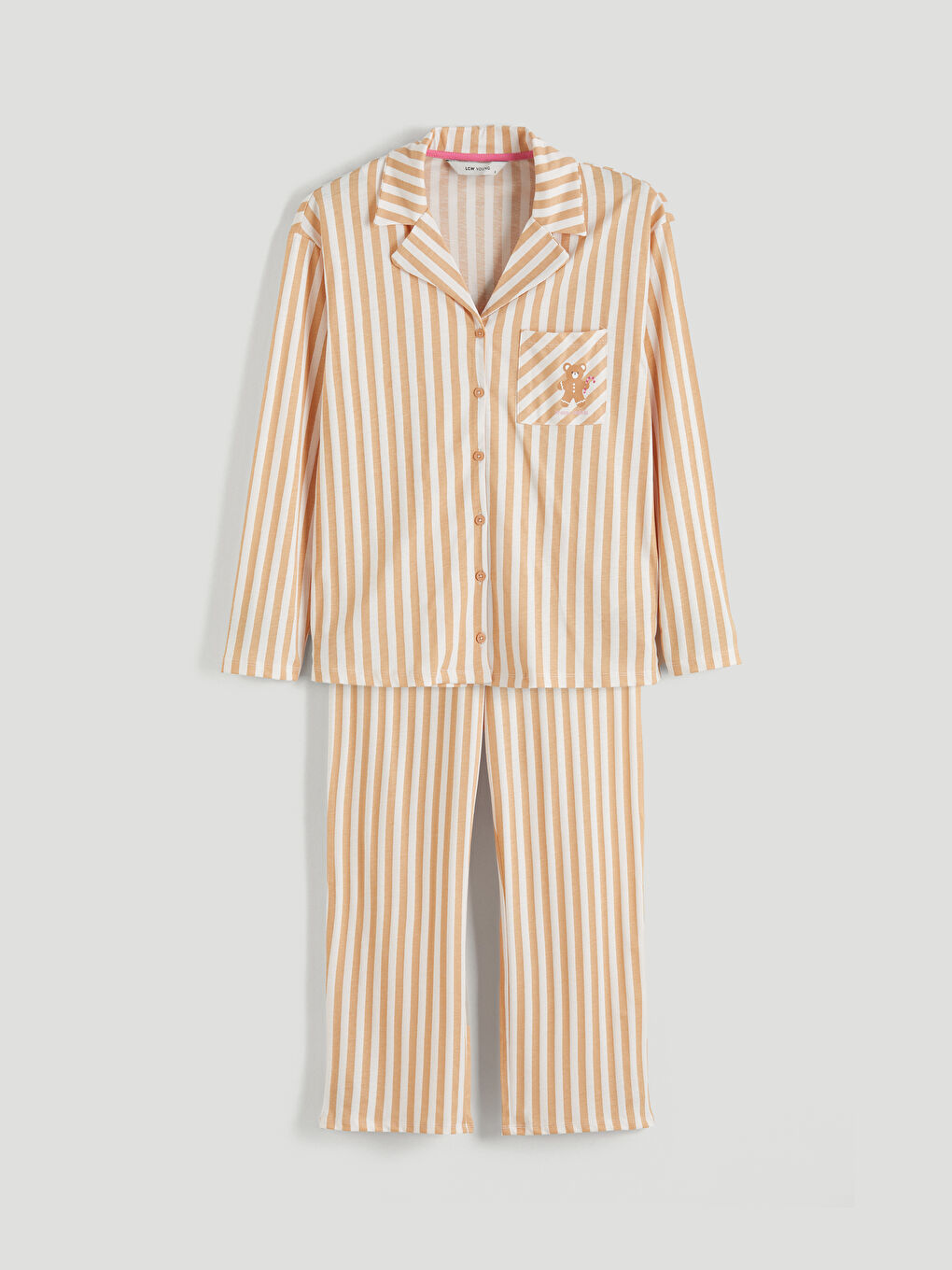 Collared Neck Striped Women's Pyjama Set-4