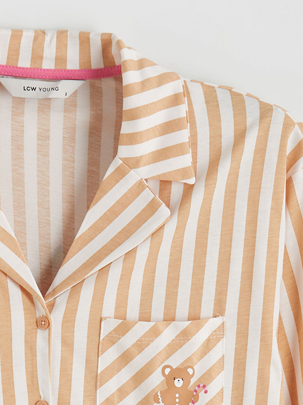 Collared Neck Striped Women's Pyjama Set-6