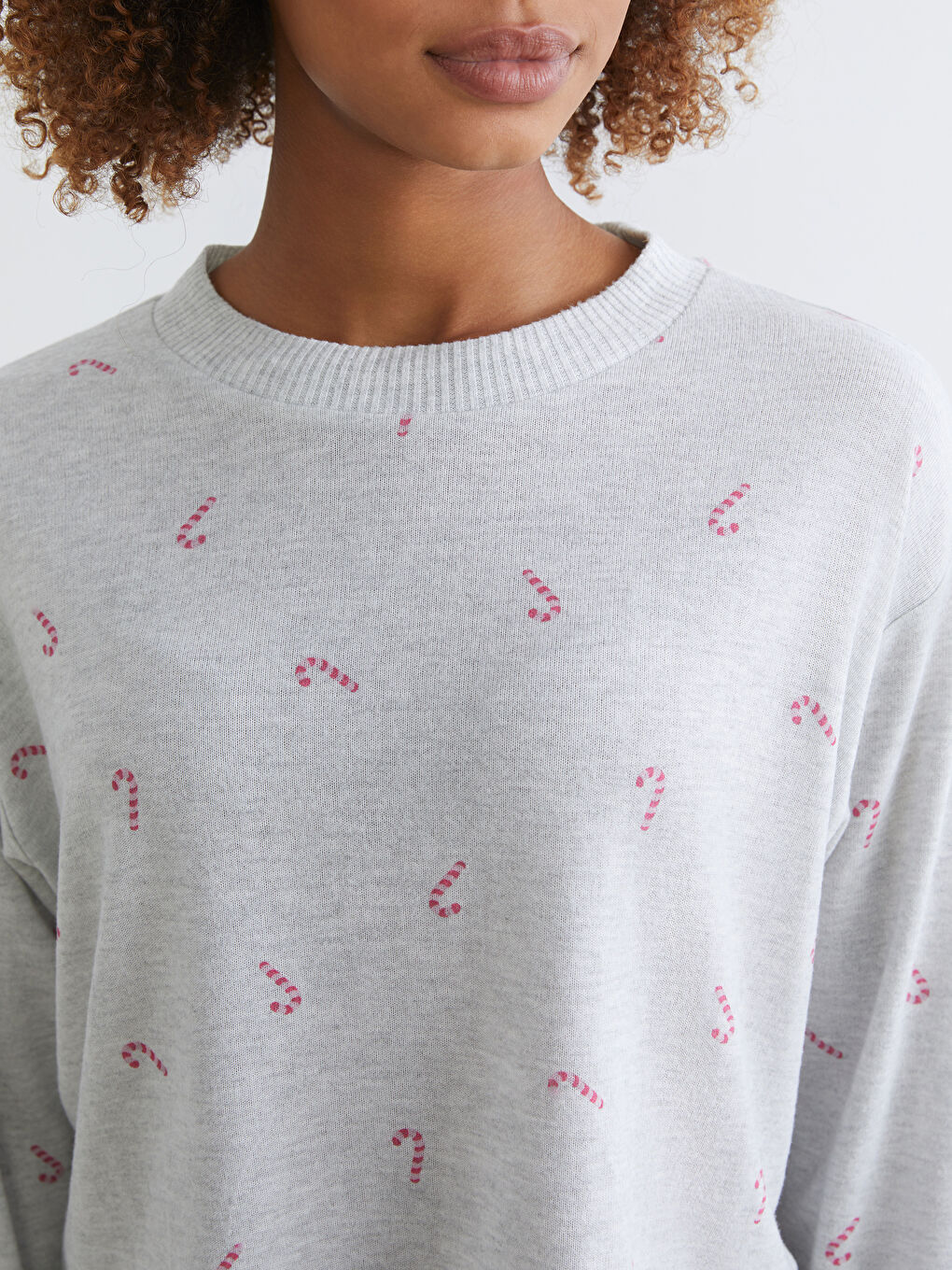 Crew Neck Patterned Women's Pyjama Set-2