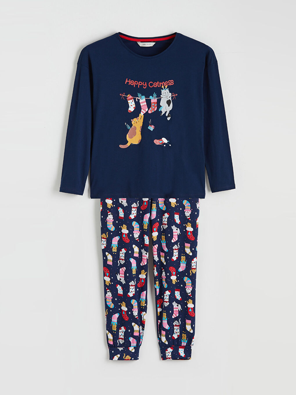 Пижамный комплект с круглым вырезом на новогоднюю тематику для женщин-4