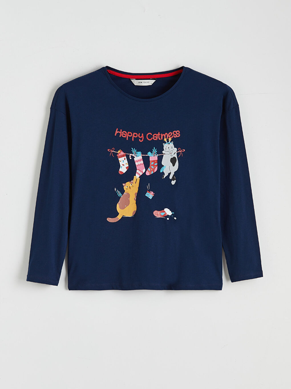 Пижамный комплект с круглым вырезом на новогоднюю тематику для женщин-5