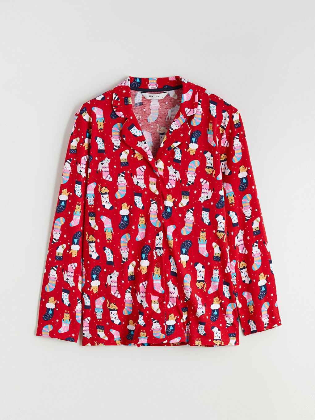 Pidžama komplet sa ovratnikom sa kragnom, božićna tema, za žene-5