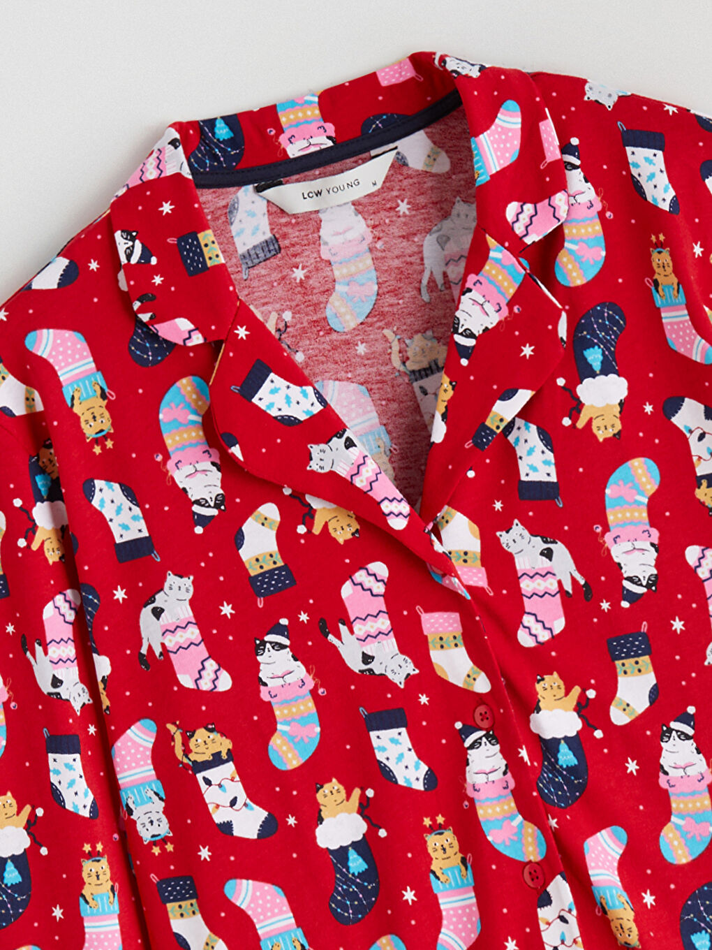 Pidžama komplet sa ovratnikom sa kragnom, božićna tema, za žene-6