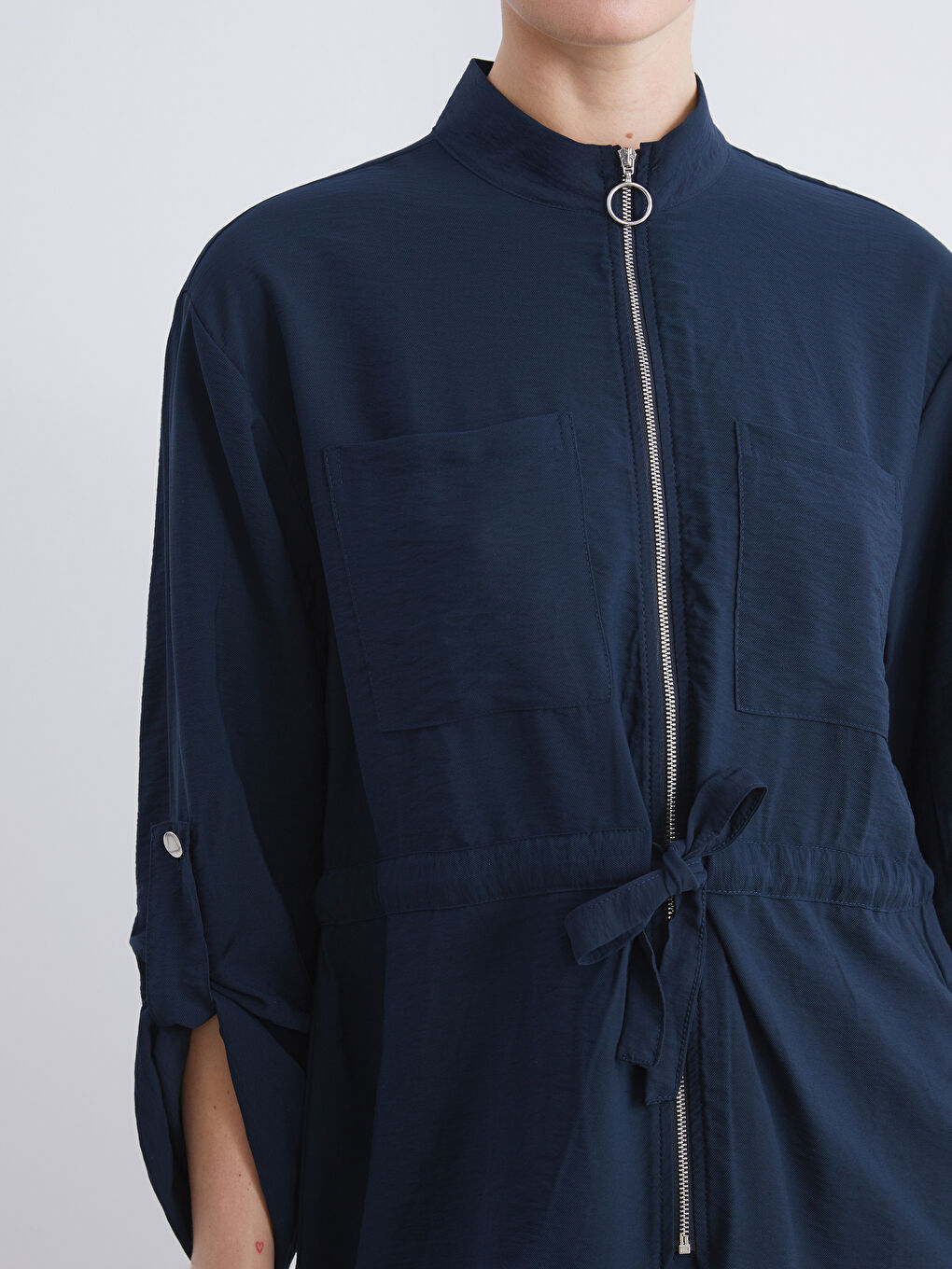 Lacivert Dik Yaka Kadın Ceket-2