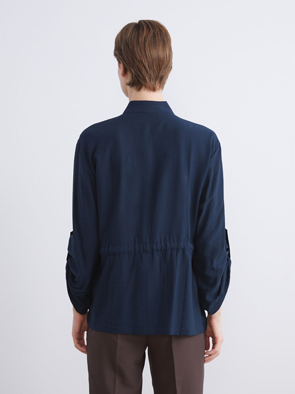 Lacivert Dik Yaka Kadın Ceket-3