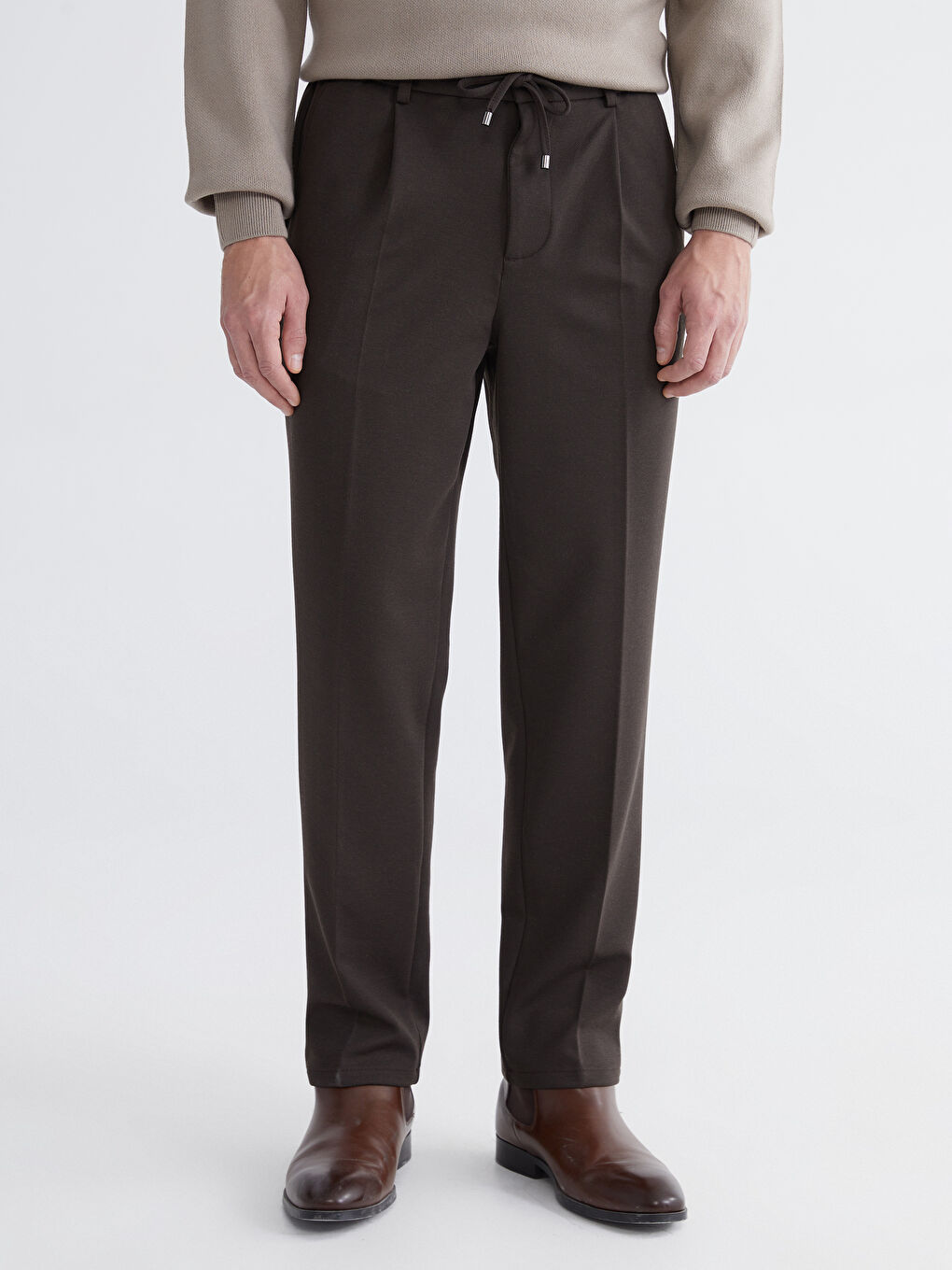 Kahverengi Standart Kalıp Erkek Pantolon-3