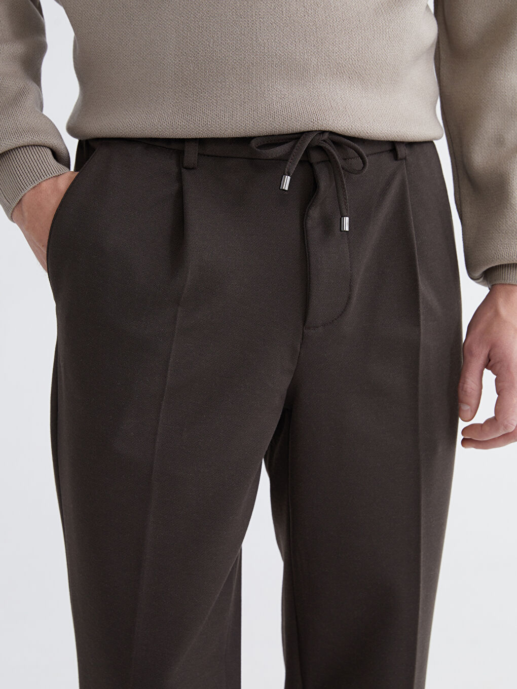 Kahverengi Standart Kalıp Erkek Pantolon-4