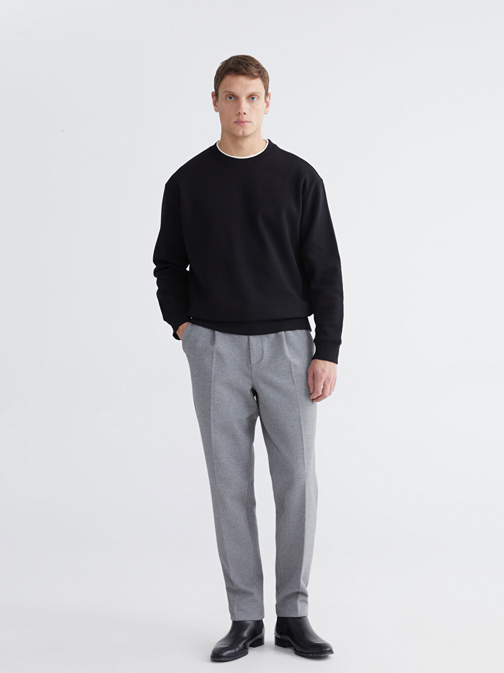 Gri Standart Kalıp Erkek Pantolon-1