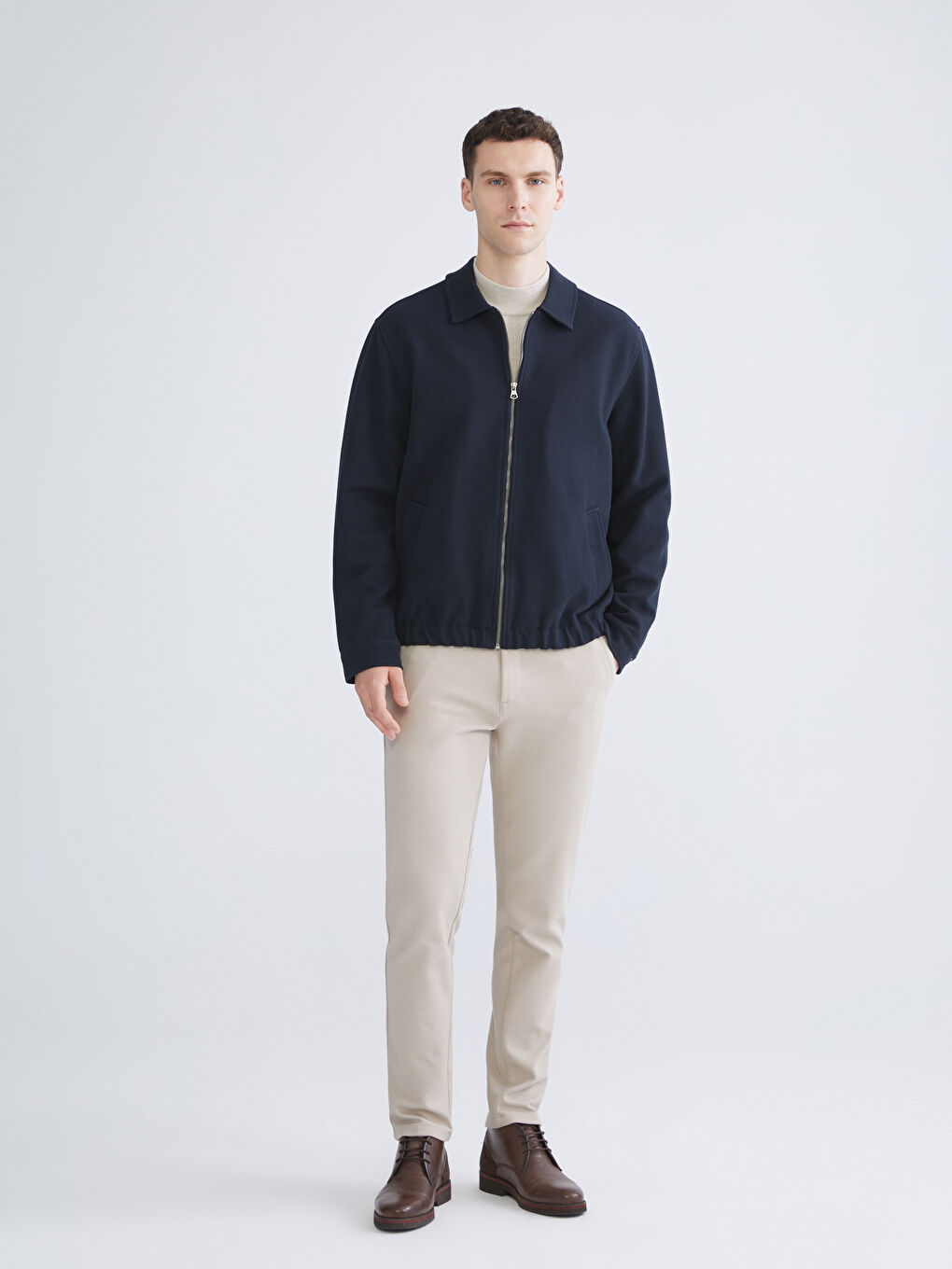 Lacivert Standart Kalıp Gömlek Yaka Erkek Mont-1