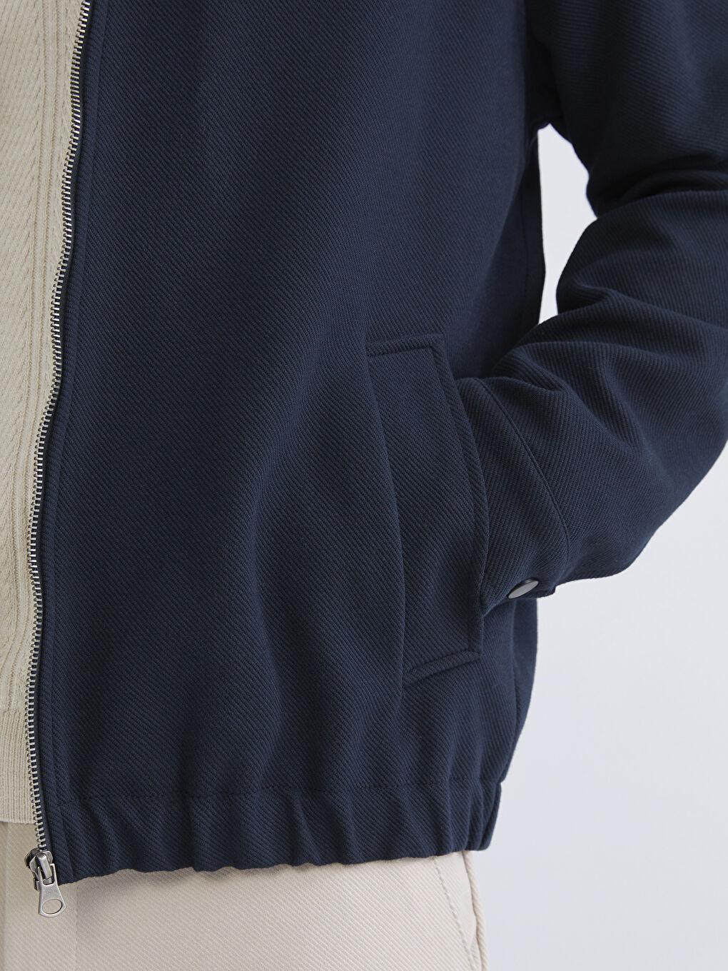 Lacivert Standart Kalıp Gömlek Yaka Erkek Mont-2