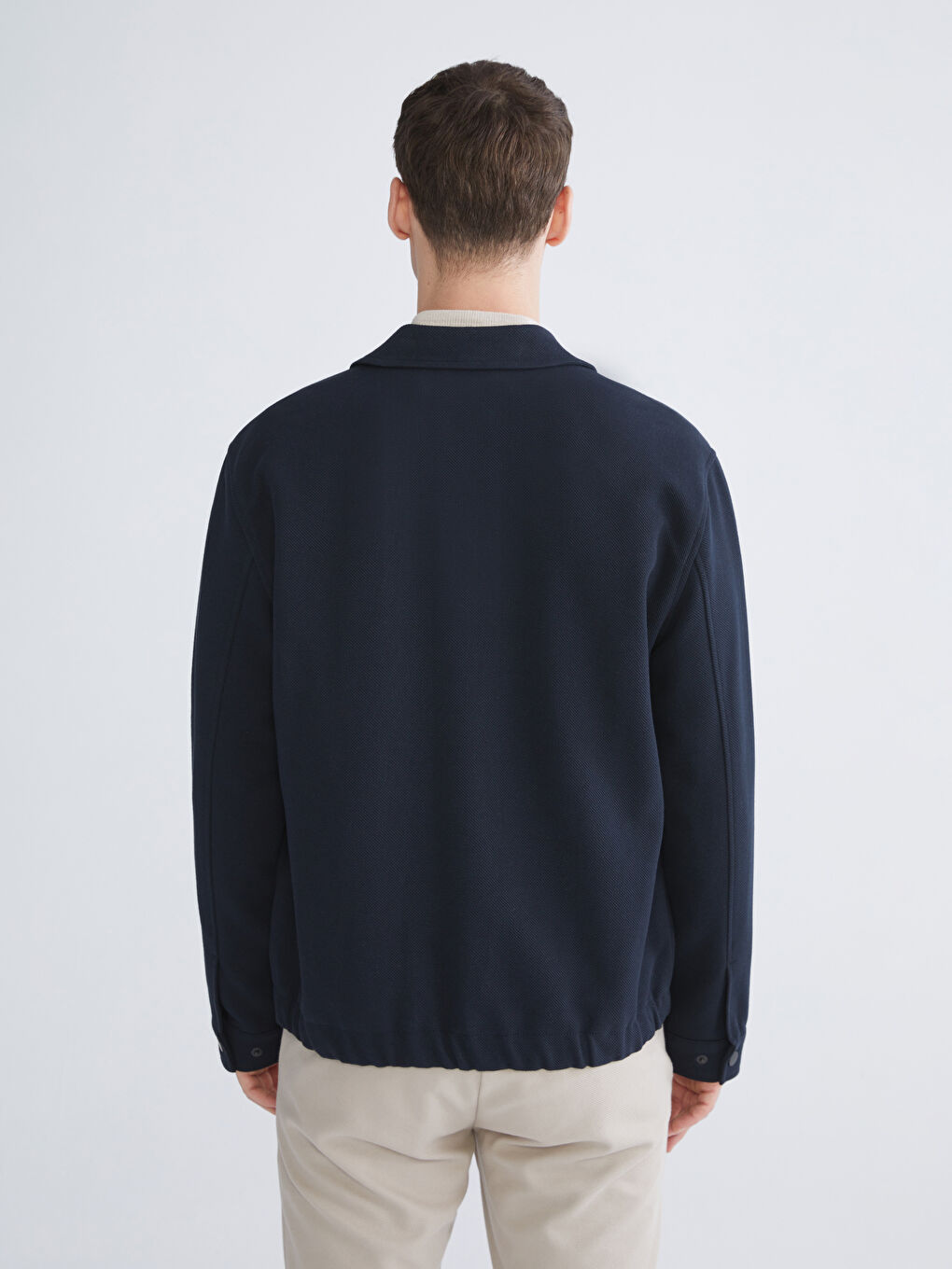 Lacivert Standart Kalıp Gömlek Yaka Erkek Mont-4